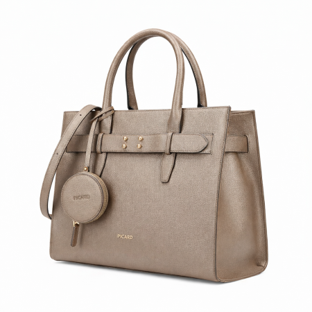 Posete - Geanta dama tote bag, Picard, Chic Way, piele naturala Argintiu