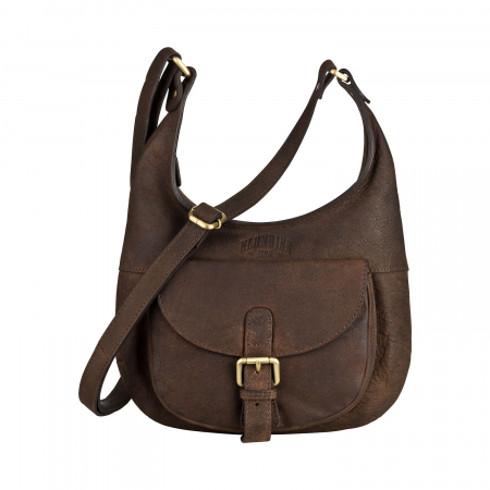Geanta de dama, vintage Klondike, din piele naturala, Sienna, Maro inchis