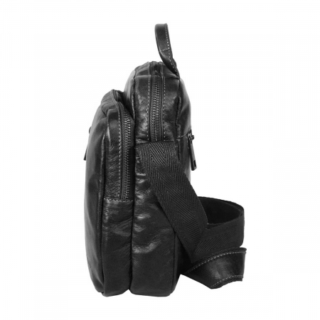 Geanta de barbati din piele naturala moale, model 058, Negru [3]