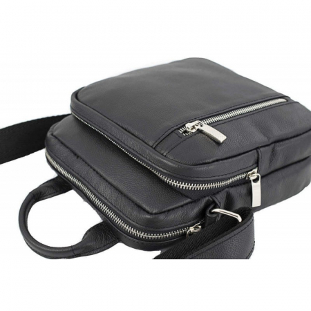 Geanta de barbati din piele naturala moale, model 058, Negru [2]