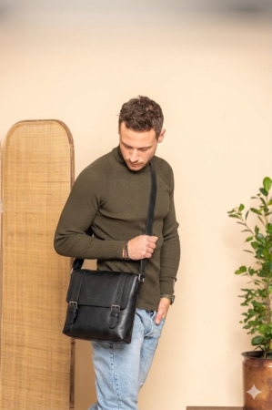 Geanta de barbati The Chesterfield Brand, din piele naturala, Matera, Negru [1]