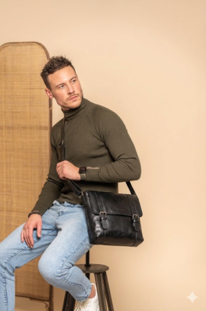 Geanta de barbati The Chesterfield Brand, din piele naturala, Matera, Negru [0]