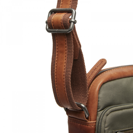 Geanta de barbati, The Chesterfield Brand, din nylon si piele, Karlstad, Verde olive [3]