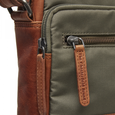 Geanta de barbati, The Chesterfield Brand, din nylon si piele, Karlstad, Verde olive [4]