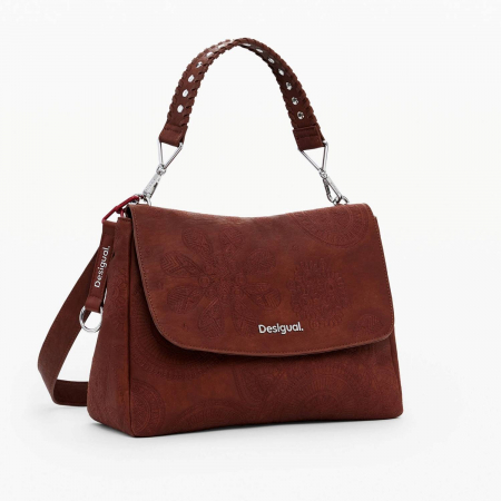 Geanta de dama 2 in 1, de mana, umar si tip rucsac, Desigual, seria Dejavu Posadas, Maro camel