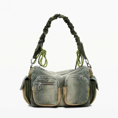 Geanta de dama crossbody, Desigual, seria Bravo Hybrid Denim Habana, Verde Army [3]