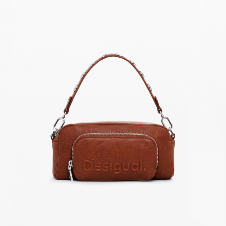 Geanta de dama crossbody, Desigual, seria Half logo Prades, Maro coniac [4]