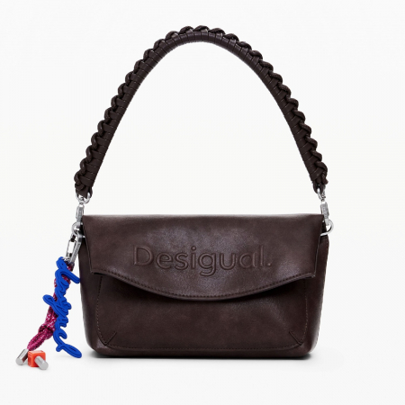 Geanta de dama, de dimensiune medie, Desigual, seria Half Logo Trokel, Maro ciocolata [5]