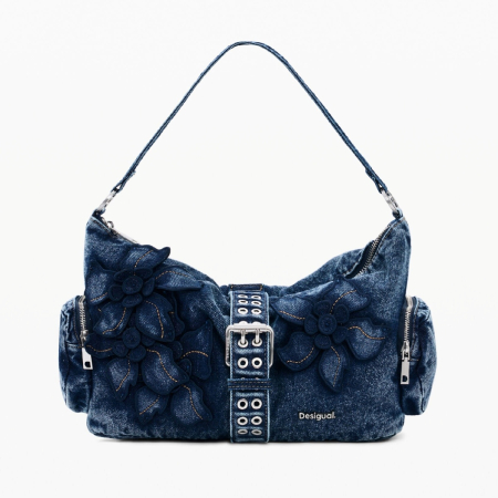 Geanta de dama, de mana si umar, Desigual, Denim Floralis, Albastrru [6]