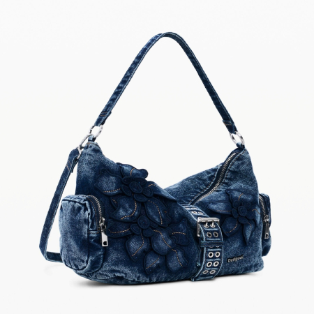 Geanta de dama, de mana si umar, Desigual, Denim Floralis, Albastrru [1]