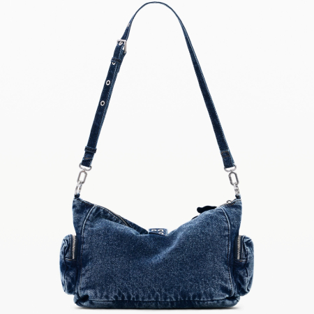 Geanta de dama, de mana si umar, Desigual, Denim Floralis, Albastrru [7]