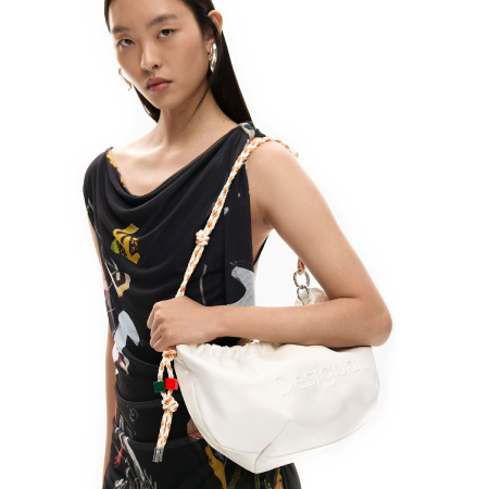 Geanta de dama, de mana si umar, Desigual, Half logo, Alb [1]