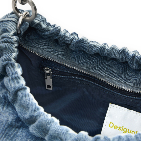 Geanta de dama, de mana si umar, Desigual, Half Logo Denim, Albastru [2]