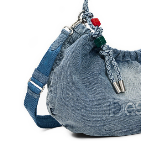 Geanta de dama, de mana si umar, Desigual, Half Logo Denim, Albastru [4]