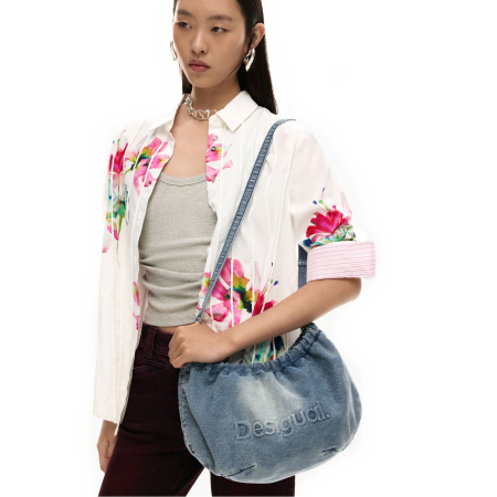 Dama - Geanta de dama, de mana si umar, Desigual, Half Logo Denim, Albastru