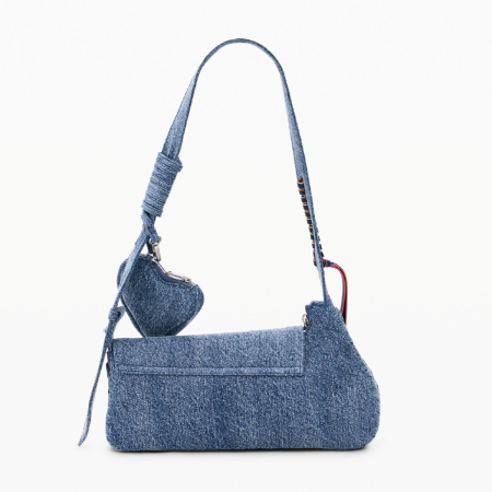 Geanta de dama, de mana si umar, Desigual, Pespuntes Denim, Albastru [7]