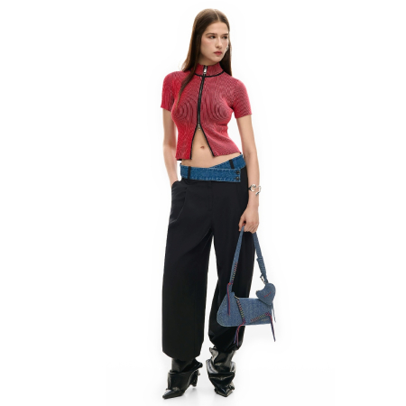 Geanta de dama, de mana si umar, Desigual, Pespuntes Denim, Albastru [6]