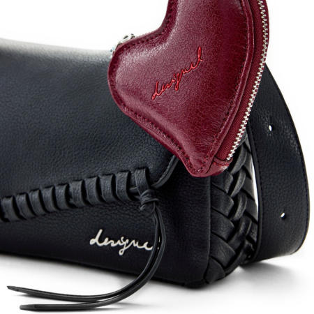 Geanta de dama, de mana si umar, Desigual, Pespuntes, Negru [5]