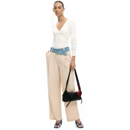 Geanta de dama, de mana si umar, Desigual, Pespuntes, Negru