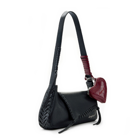 Geanta de dama, de mana si umar, Desigual, Pespuntes, Negru [6]