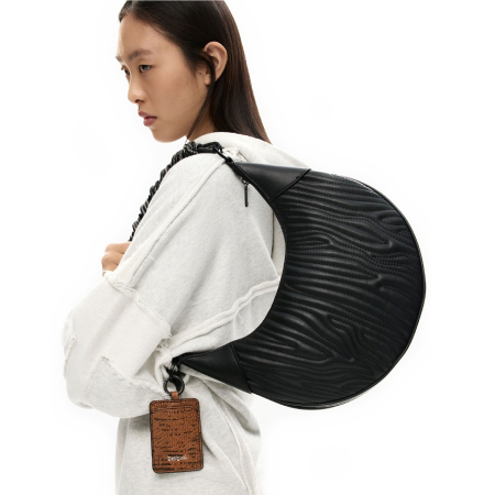 Geanta de dama, de mana si umar, Desigual, Profund Black, Negru