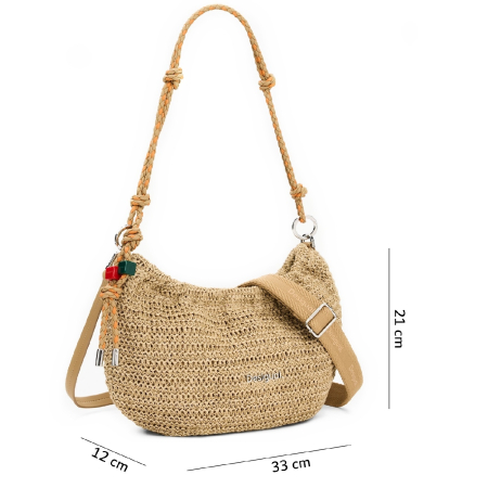Geanta de dama, de mana si umar, Desigual, Raffia, Bej [1]