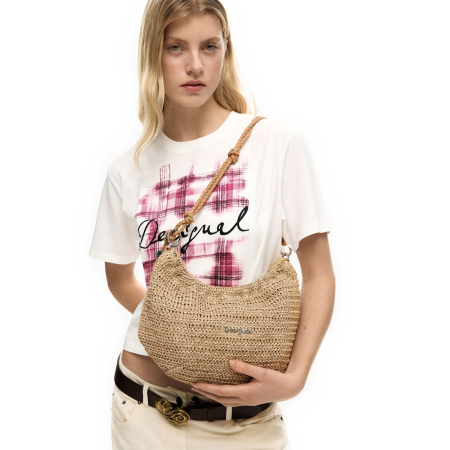 Posete - Geanta de dama, de mana si umar, Desigual, Raffia, Bej