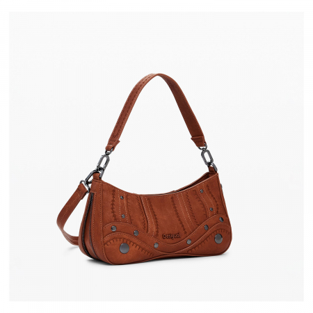 Geanta de dama, de mana si umar, Desigual, seria Embro Patch Alsacia, Maro Camel [2]