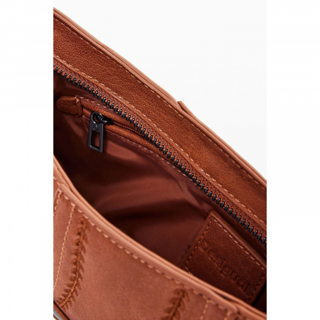 Geanta de dama, de mana si umar, Desigual, seria Embro Patch Alsacia, Maro Camel [5]