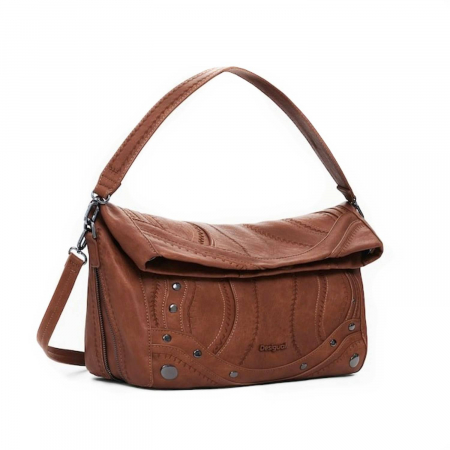 Geanta de dama, de mana si umar, Desigual, seria Embro Patch Loverty, Maro coniac