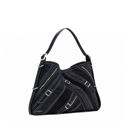 Geanta de dama, de mana si umar, Desigual, seria Fibonacci Buxton Mini, Negru
