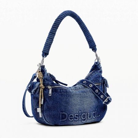 Geanta de dama, de mana si umar, Desigual, seria Half Logo, Albastru