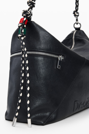 Geanta de dama, de mana si umar, Desigual, seria Half Logo Leiria - Negru [3]