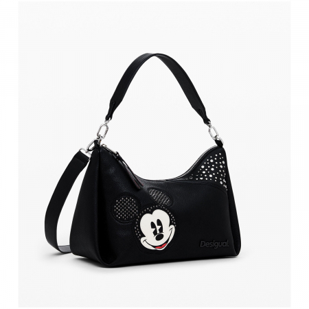 Geanta de dama, de mana si umar, Desigual, seria Mickey Studstyle Mayari Maxi, Negru