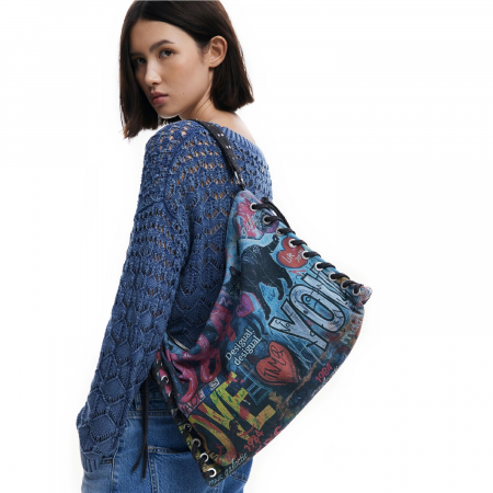 Geanta de dama, de mana si umar, Desigual, seria Pizzicato Leiria, Multicolor [0]