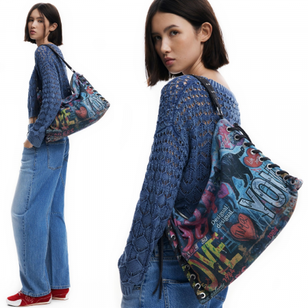 Geanta de dama, de mana si umar, Desigual, seria Pizzicato Leiria, Multicolor [3]