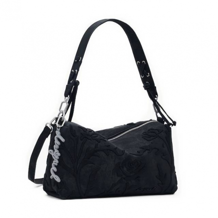 Geanta de dama, de mana si umar, Desigual, seria Romeo Floral Bergamo, Negru [1]