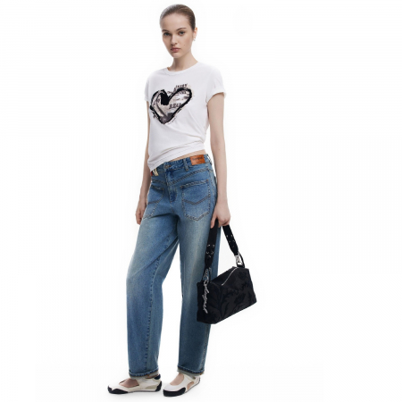 Geanta de dama, de mana si umar, Desigual, seria Romeo Floral Bergamo, Negru [2]