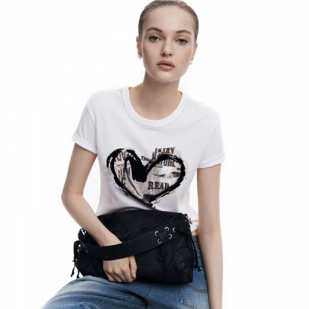 Geanta de dama, de mana si umar, Desigual, seria Romeo Floral Bergamo, Negru