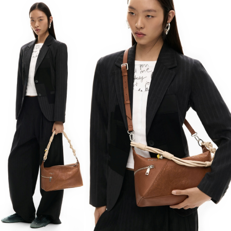 Geanta de dama, de mana si umar, Desigual, seria Sierra Huntington, Camel [3]