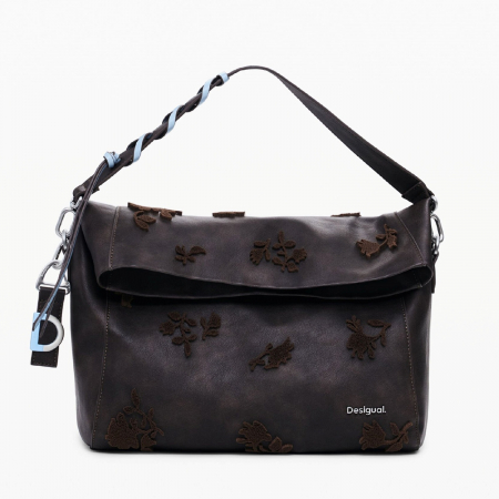 Geanta de dama, de mana si umar, Desigual, seria Stencil Flower Loverty, Maro ciocolata [5]