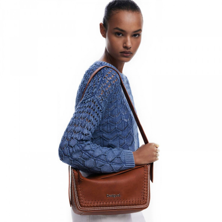 Geanta de dama, de mana si umar, Desigual, seria Trama Munich, Maro camel