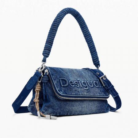 Genti de zi - Geanta de dama, de mana si umar, Desigual, seria Half Logo, Albastru