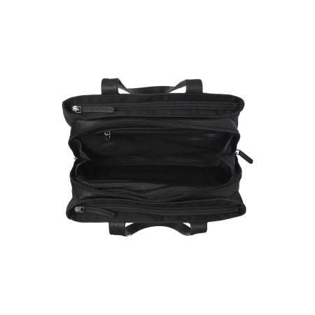 Geanta de dama din nylon si piele naturala, The Chesterfield Brand, Lavik, de mana si umar, Negru [4]
