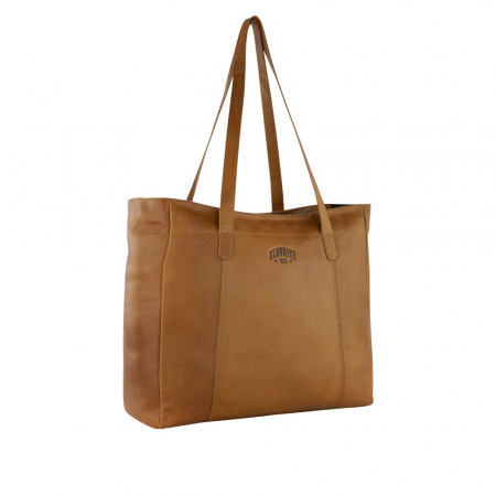 Genti de zi - Geanta shopper, mare, de dama, din piele naturala, Klondike, Rush Rachel, de mana si umar, Maro coniac