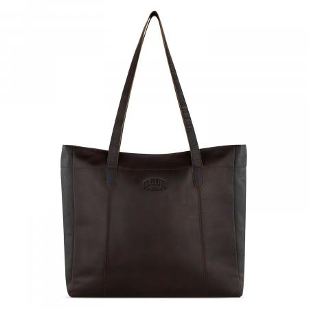 Geanta shopper, mare, de dama, din piele naturala, Klondike, Rush Rachel, de mana si umar, Maro inchis [1]