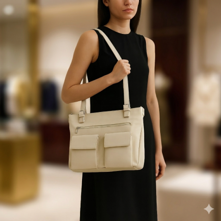 Posete - Geanta de dama, din piele naturala, model 015, Bej