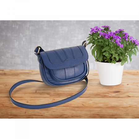 Genti de zi - Geanta de dama din piele naturala, model 166, Albastru