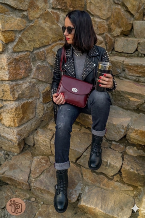 Posete - Geanta de dama din piele naturala, model 255, Bordo