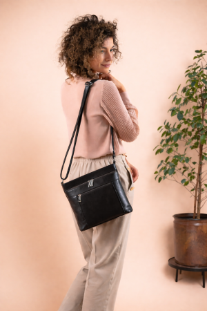 Dama - Geanta de dama din piele naturala, model 262, Negru